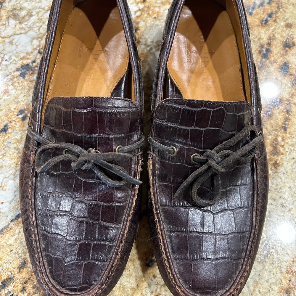 Cole Haan Brown Croc-Embossed Leather Loafers